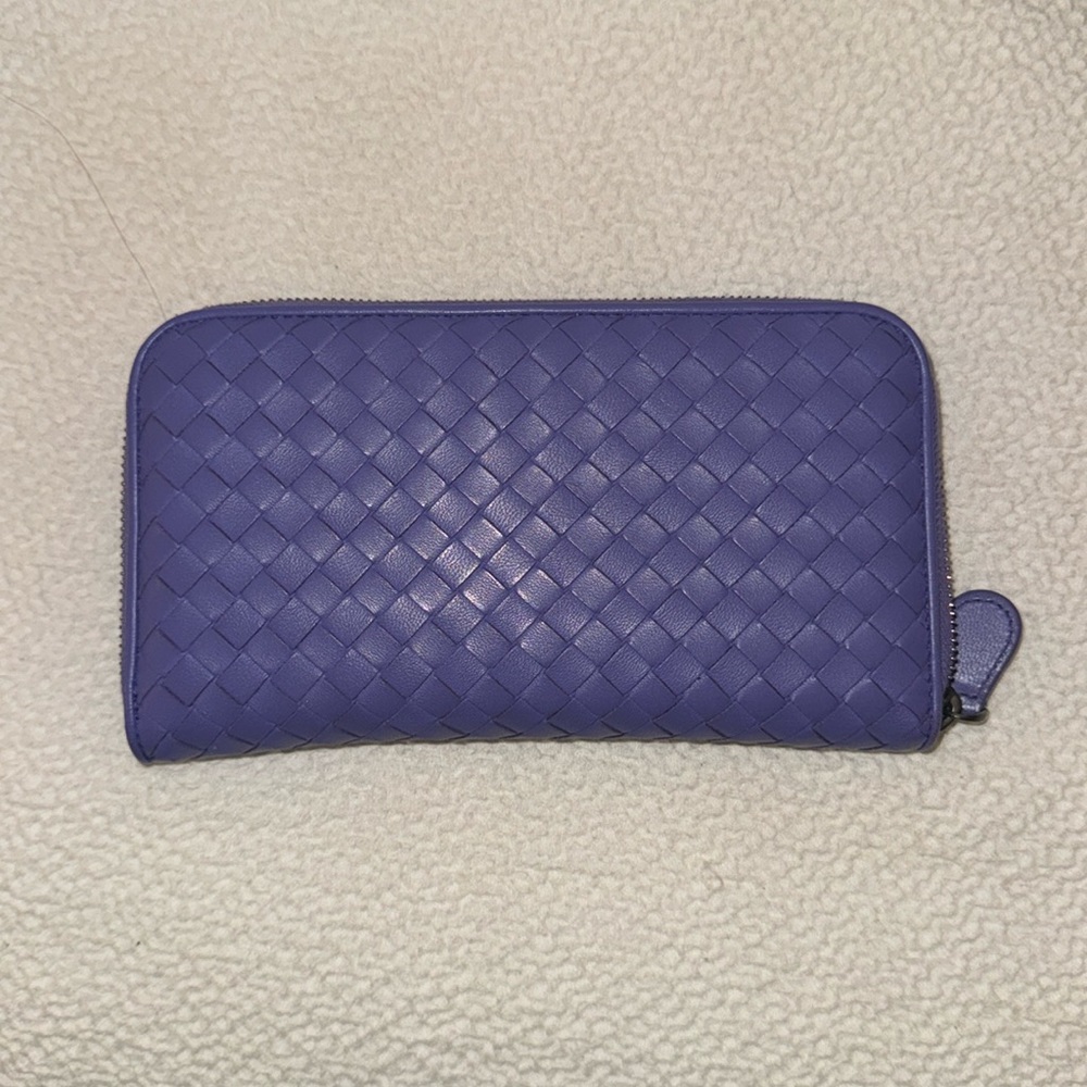 Bottega Veneta Nappa Violet Intrecciato Zip Wallet